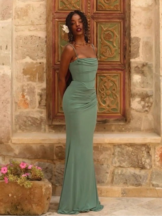 House of CB Dresses & Skirts - House of CB Pine Green Spaghetti-Strap Maxi Dress